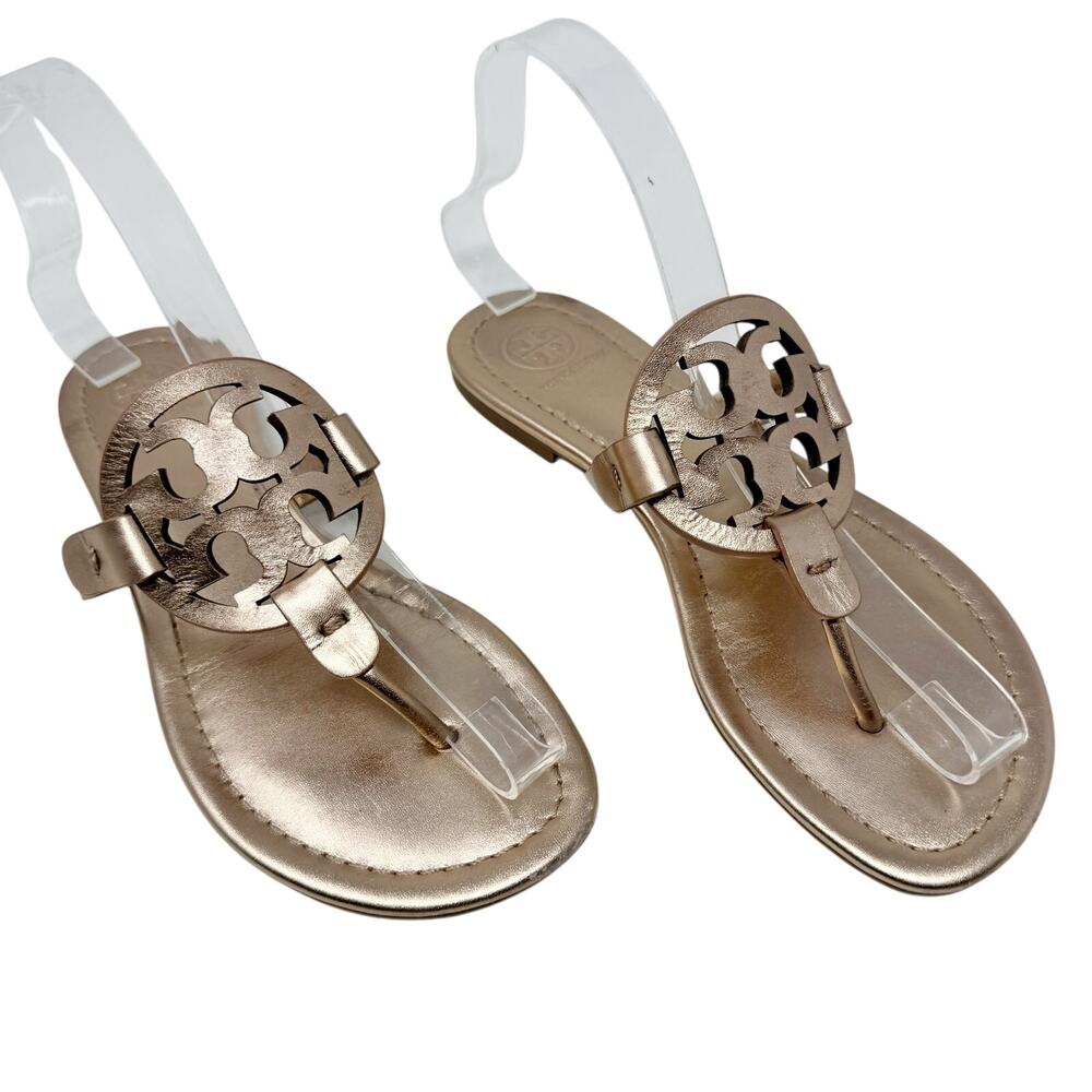Tory Burch Miller Leather Thong Sandal Rose Gold Metallic Flat Flip Flop 6.5